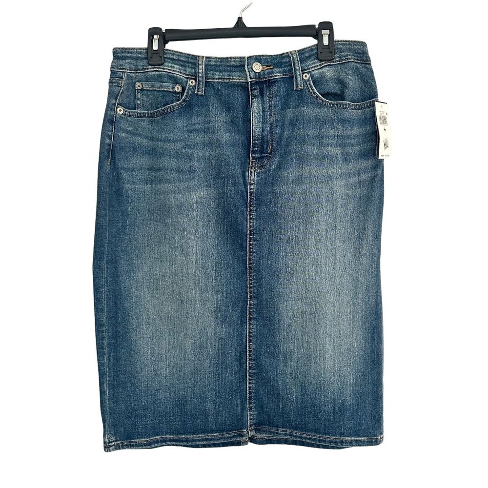 Lauren Ralph Lauren Denim Pencil Skirt Size 10 Stretch Blue Jean Skirt NWT